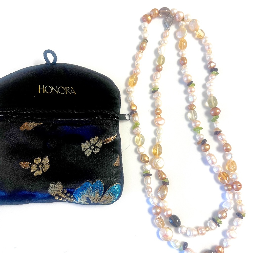 Honora 36in multi colored warm tone pearl necklace
